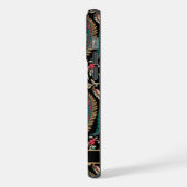 カスタマイズ可能な黒金ゴールド黄色ペイズリーパターン iPhoneケース (左側面)