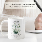 カスタマイズ可能な1月誕生日花のスノードロップ コーヒーマグカップ