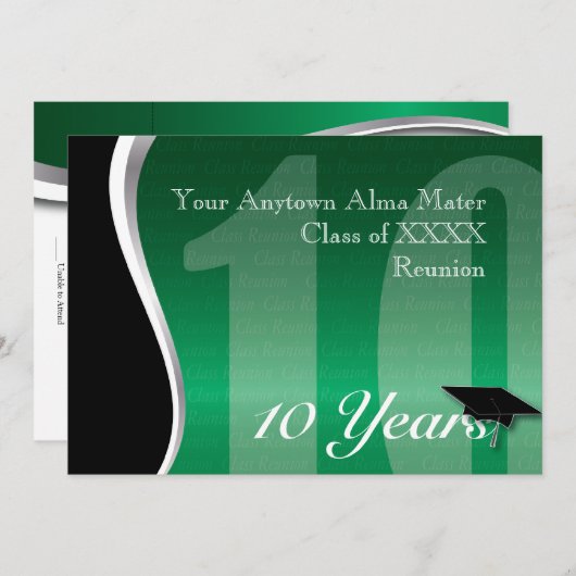 カスタマイズ可能な10年の同窓会 招待状 (正面/裏面)