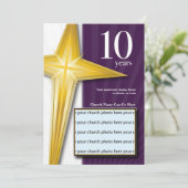 カスタマイズ可能な10年教会記念日 招待状 (スタンド正面)