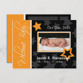 カスタマイズ可能な10月のベビー誕生のお知らせ 案内ポストカード (正面/裏面)