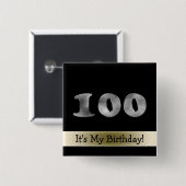 カスタマイズ可能な100th誕生日の銀製の第100 缶バッジ (正面&裏面)