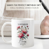 カスタマイズ可能な11月誕生日 牡丹の花 コーヒーマグカップ
