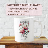 カスタマイズ可能な11月誕生日 牡丹の花 コーヒーマグカップ