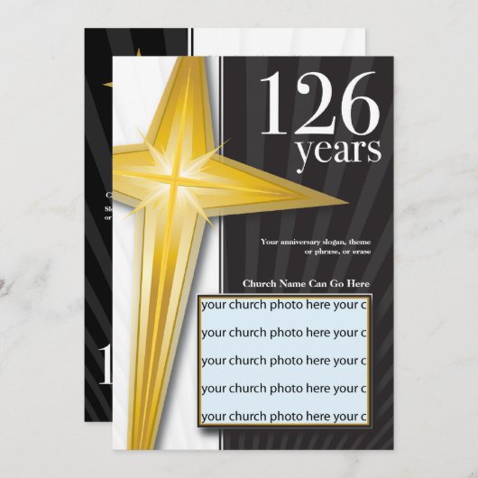 カスタマイズ可能な126年教会記念日 招待状 (正面/裏面)