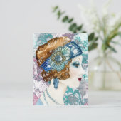 カスタマイズ可能な1920年代のフラッパーガール招待状カード ポストカード (スタンド正面)