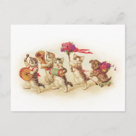 カスタマイズ可能な1920s子猫お祝い ポストカード (正面)