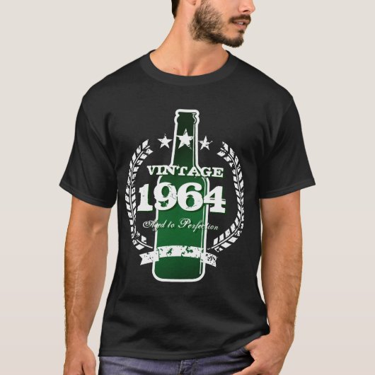 カスタマイズ可能な1964年のヴィンテージのビール瓶のラベルのワイシャツ Tシャツ (正面)