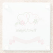 カスタマイズ可能な2つのリンクハートラブデザイン  ガラスコースター (裏面)