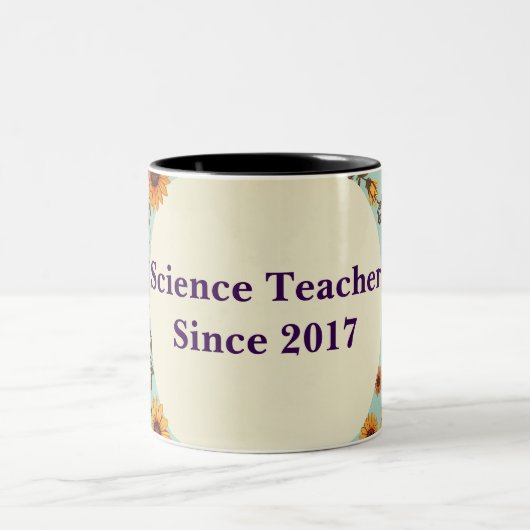 カスタマイズ可能な2トーンフローラコーヒーマグ ツートーンマグカップ (中央)