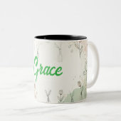 カスタマイズ可能な2トーンフローラコーヒーマグ ツートーンマグカップ (正面右)