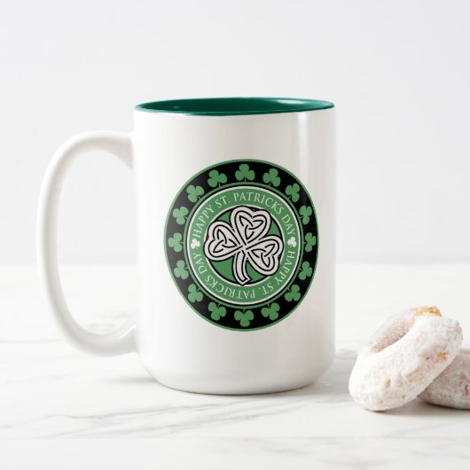 カスタマイズ可能な2トーンSt. Patrick's Day Mug 15 oz ツートーンマグカップ (ドーナツ)
