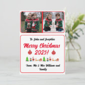 カスタマイズ可能な2枚の写真の伝統的なクリスマスカード (スタンド正面)