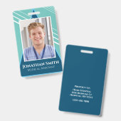 カスタマイズ可能な2面の社員IDタグ 青 バッジ (表裏)