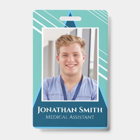 カスタマイズ可能な2面の社員IDタグ 青 バッジ (表面)