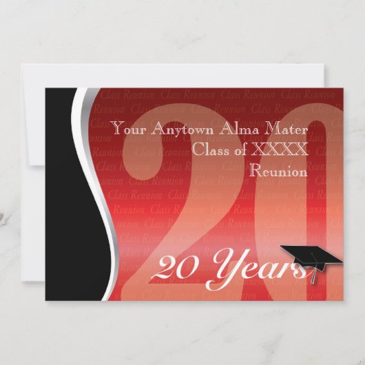 カスタマイズ可能な20年間クラス懇親会 招待状 (正面)