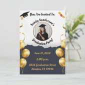 カスタマイズ可能な2024年卒業お祝いカード 招待状 (スタンド正面)