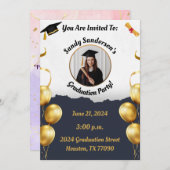 カスタマイズ可能な2024年卒業お祝いカード 招待状 (正面/裏面)