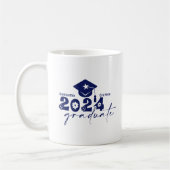 カスタマイズ可能な2024年卒業生 ネイビーブルー コーヒーマグカップ (左)