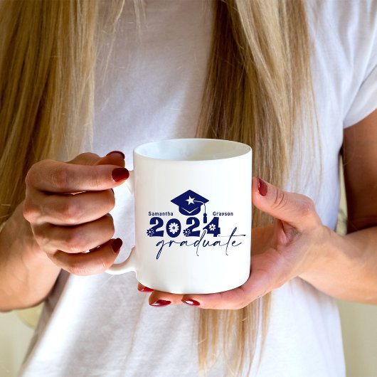 カスタマイズ可能な2024年卒業生 ネイビーブルー コーヒーマグカップ