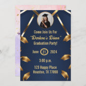 カスタマイズ可能な2024年卒業祝賀会のカード 招待状 (正面/裏面)
