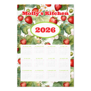 カスタマイズ可能な2026年イチゴカレンダー フォトプリント