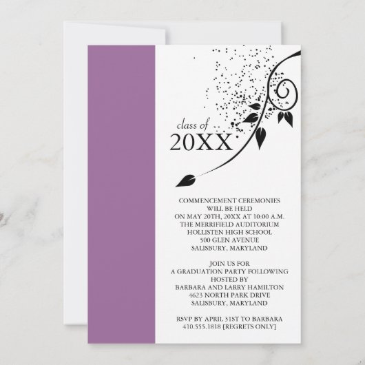 カスタマイズ可能な20XX卒業発表 招待状 (裏面)