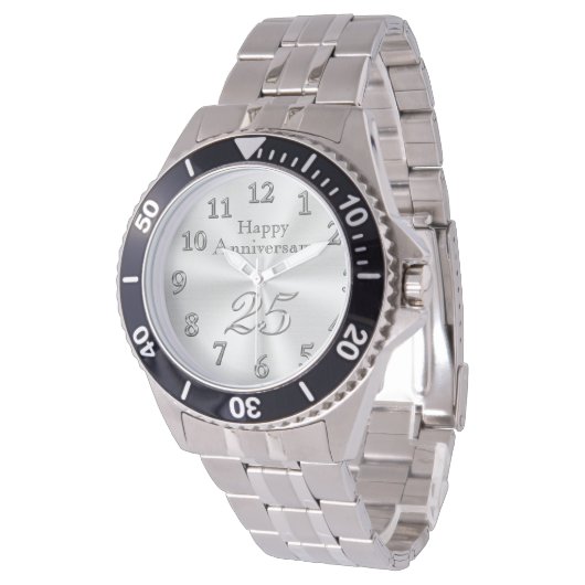 カスタマイズ可能な25周年記念があなたのテキストを見る 腕時計 (アングル)