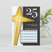 カスタマイズ可能な25年教会記念日 招待状 (スタンド正面)