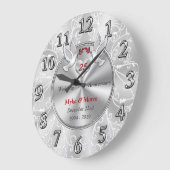 カスタマイズ可能な25年結婚記念ギフトアイディア ラージ壁時計 (傾斜)