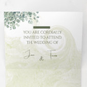 カスタマイズ可能な3つ折り文字結婚式招待状 三つ折り招待状 (内部最初)