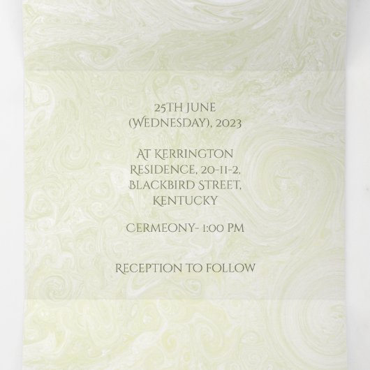 カスタマイズ可能な3つ折り文字結婚式招待状 三つ折り招待状 (内部中)