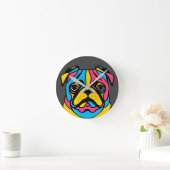 カスタマイズ可能な3トーンパグ ラウンド壁時計 (ホーム)