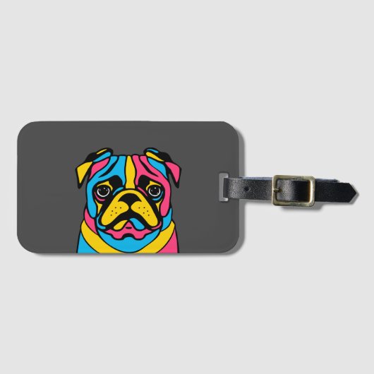 カスタマイズ可能な3トーンパグ ラゲッジタグ (正面横)