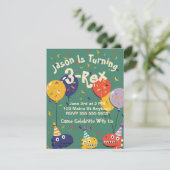 カスタマイズ可能な3レックスDino子供の誕生日招待状 招待状 (スタンド正面)