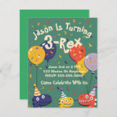 カスタマイズ可能な3レックスDino子供の誕生日招待状 招待状 (正面/裏面)