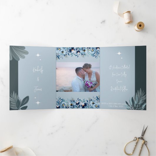 カスタマイズ可能な3折結婚式招待状 三つ折り招待状 (内部)