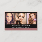 カスタマイズ可能な3枚のフォトサロンメイクアップ美容師 名刺 (正面)