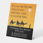 カスタマイズ可能な3賢い男性の宗教的なクリスマスペ 台座サイン (正面)