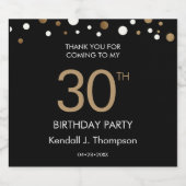 カスタマイズ可能な30th誕生日パーティーありがとうございました スパークリングワインラベル (シングルラベル)