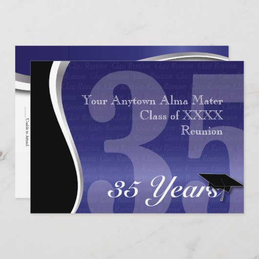 カスタマイズ可能な35年の同窓会 招待状 (正面/裏面)