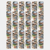 カスタマイズ可能な4枚の写真と休日または大事な行事の願い フリースブランケット (正面)