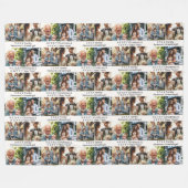 カスタマイズ可能な4枚の写真と休日または大事な行事の願い フリースブランケット (正面(横))