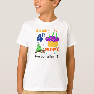 カスタマイズ可能な4番目の誕生日Tシャツ Tシャツ
