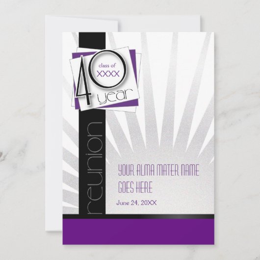 カスタマイズ可能な40年クラスの懇親会 招待状 (正面)