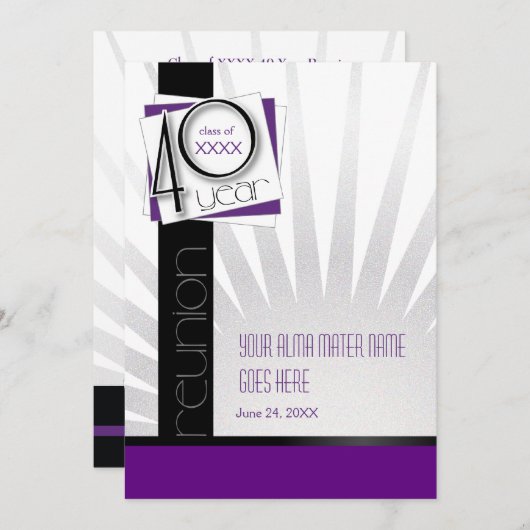 カスタマイズ可能な40年クラスの懇親会 招待状 (正面/裏面)