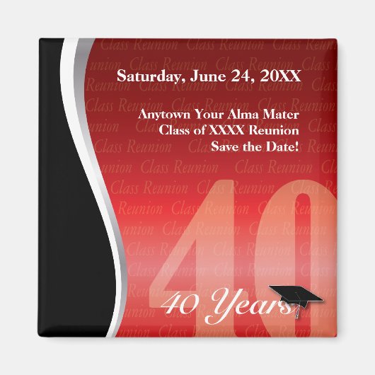 カスタマイズ可能な40年間クラス懇親会 マグネット (正面)