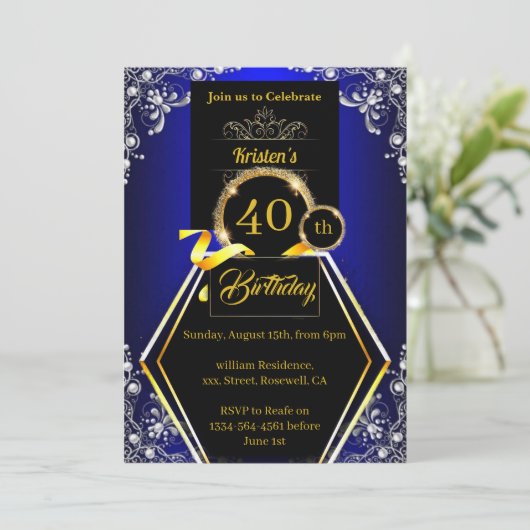 カスタマイズ可能な40th誕生日招待状 招待状 (スタンド正面)