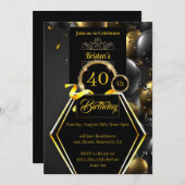 カスタマイズ可能な40th誕生日招待状 招待状 (正面/裏面)