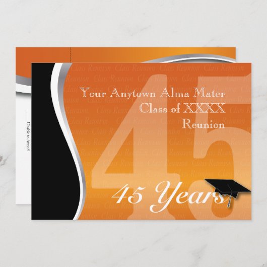 カスタマイズ可能な45年の同窓会 招待状 (正面/裏面)